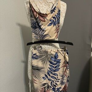 Tropical Print Sleeveless Dress